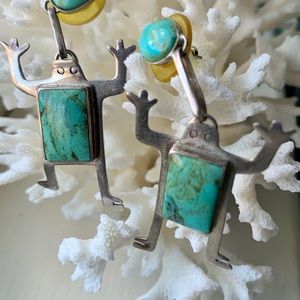 Turquoise Vintage Native American Frog Earrings